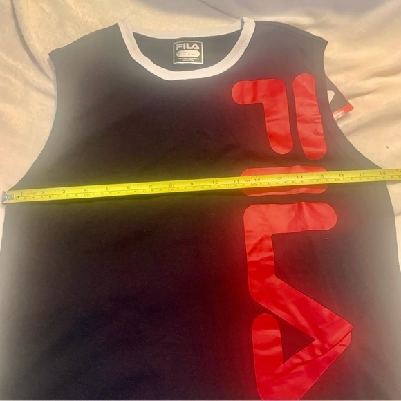 FILA Muscle Top Large (Girls /Unisex) FILA Logo Black Red 100% Cotton Tank - Picture 11 of 14